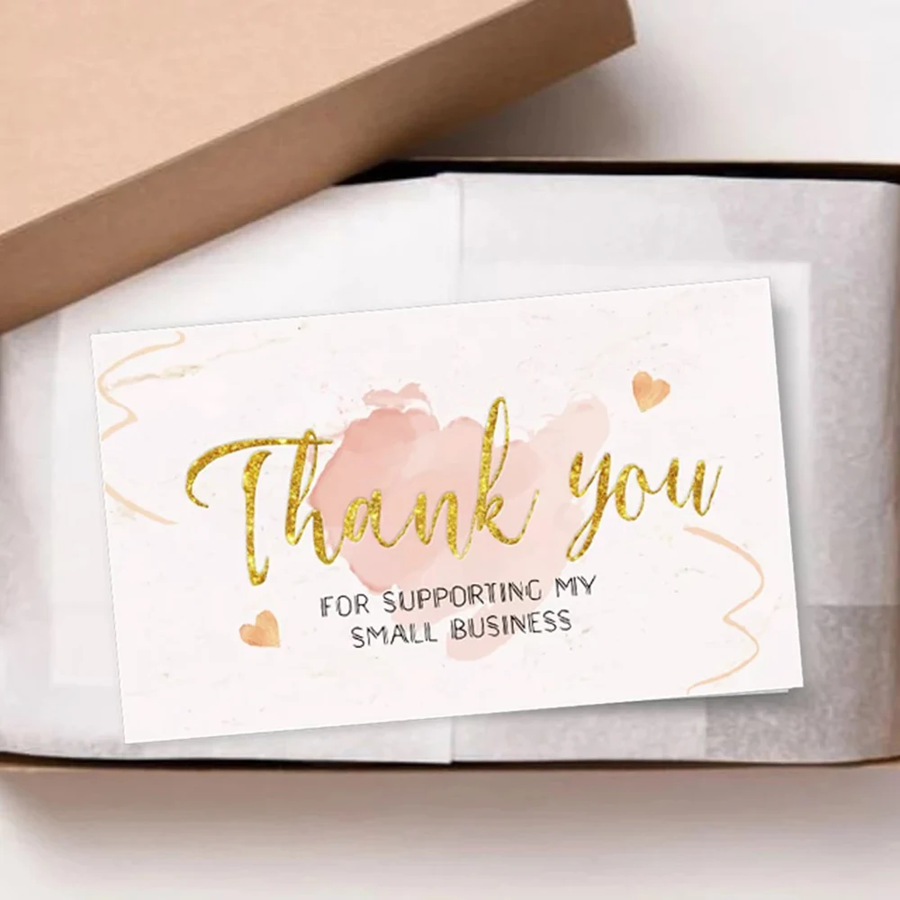 10-30Pcs Foil Gold Card Thank You For Your Supporting My Small Business Card Small Shop Gift Decorative Card