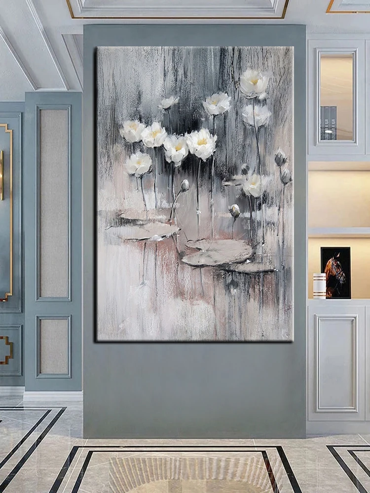

100%Hand Painted Oil Painting Painting On Canvas Dark Wind Retro Flower Modern Wall Pictures For Living Room Abstract Home Decor