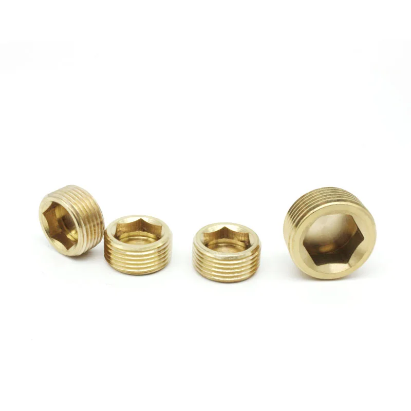 Rame 1/8 "1/4" 3/8 "1/2" 3/4 "filettatura maschio tubo in ottone testa esagonale tappo a spina raccordo adattatore connettore