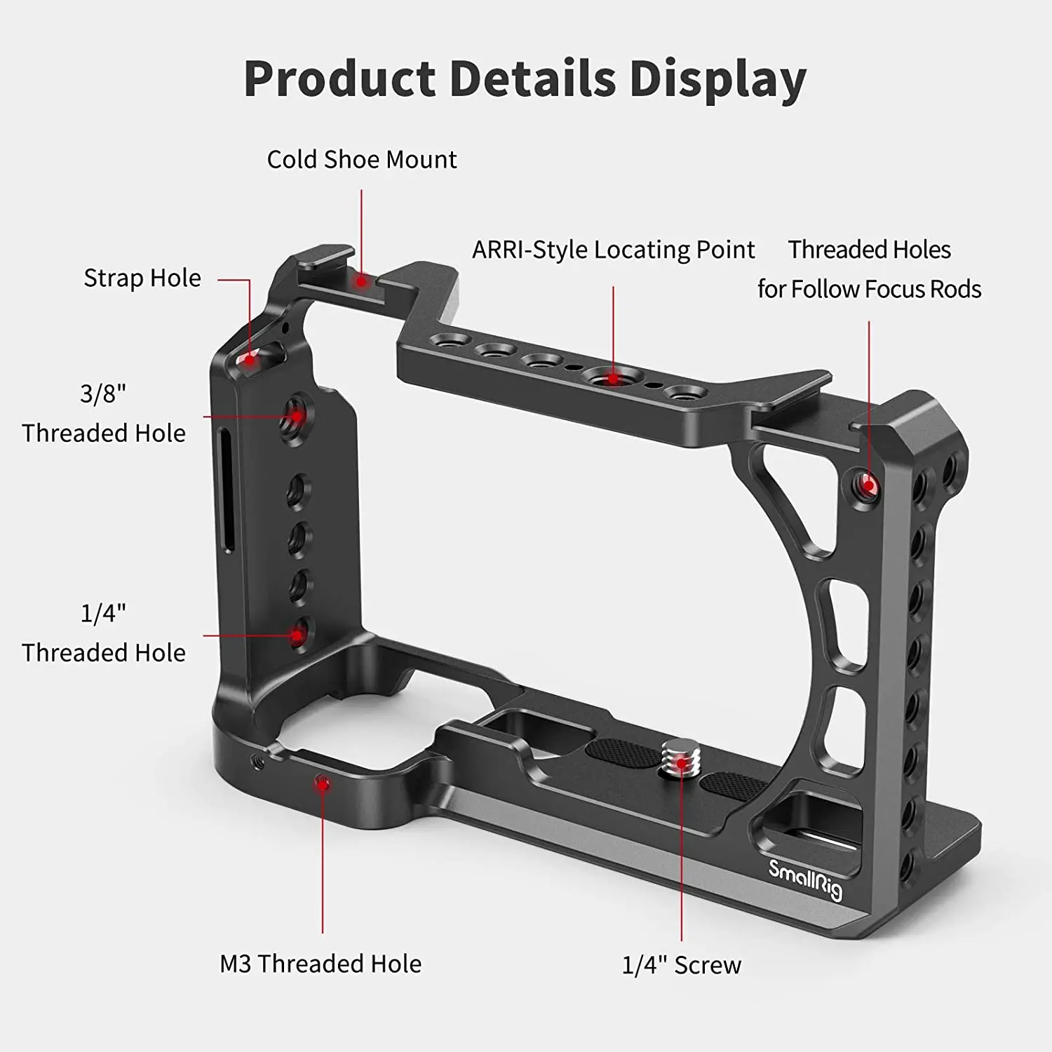 SmallRig A6400 Cage for Sony A6300  A6400  A6500 Form-Fitted DSLR Camera Cage With 1/4\' And 3/8\' Threading Holes 2310