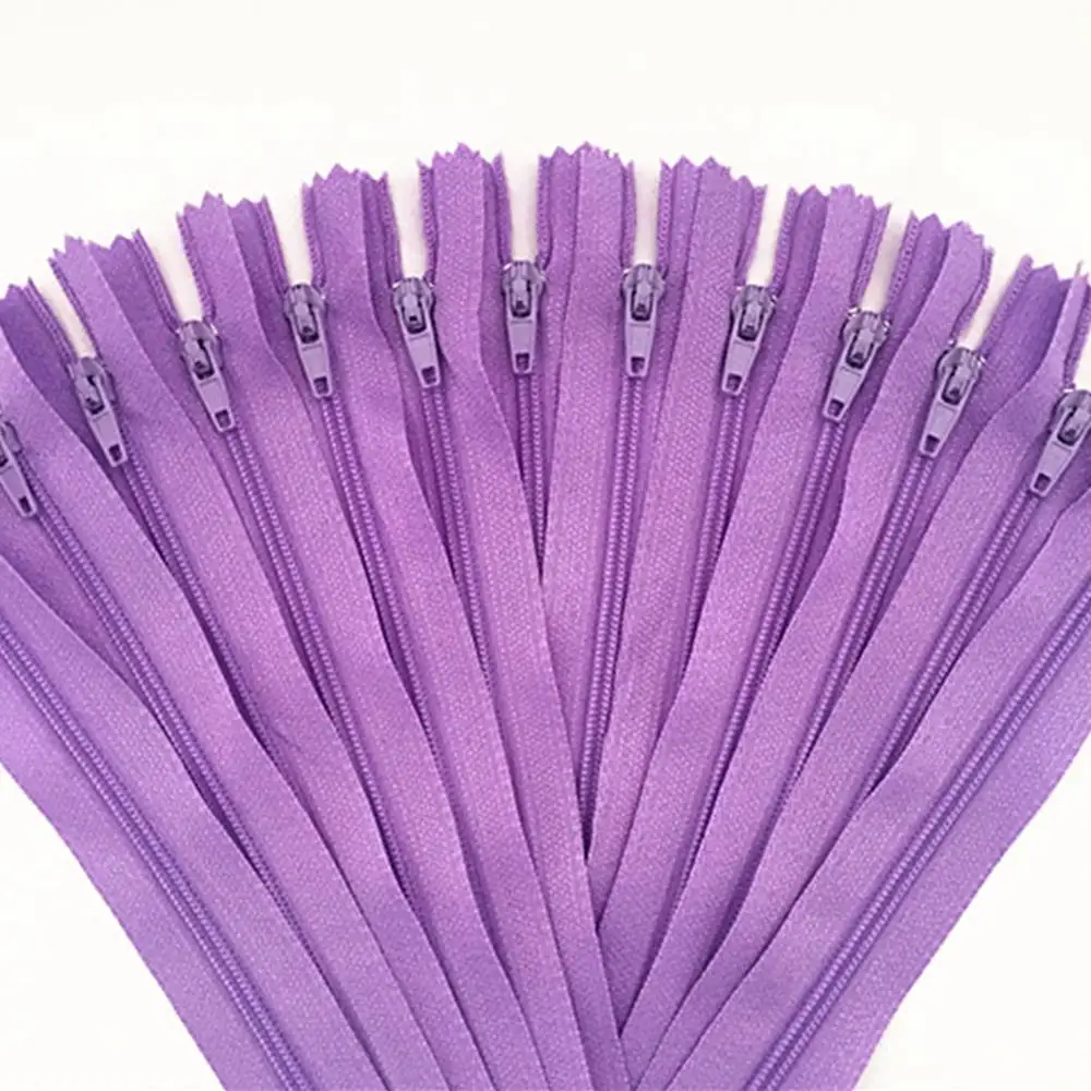 10 pieces. 25 cm (10 inches) Light purple Nylon Zippers Tailor Sewer Craft Crafter's & FGDQRS