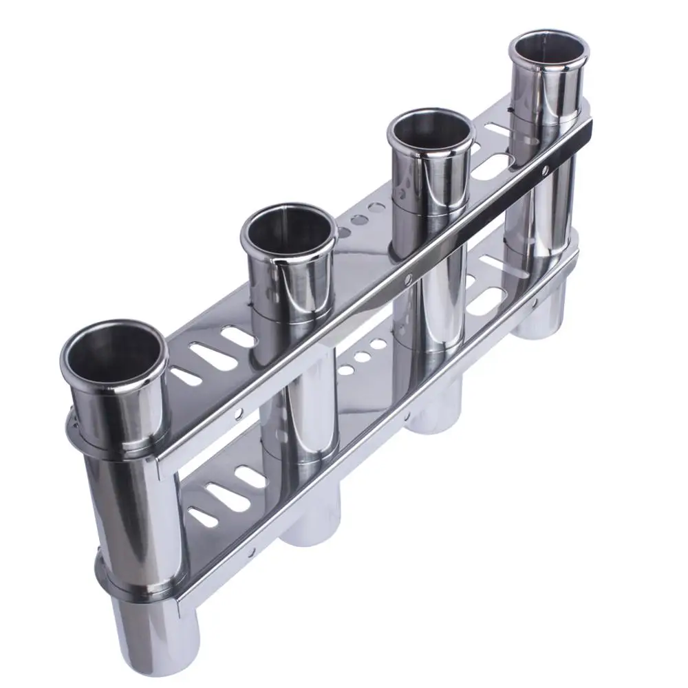 Marine Boat Yacht Accessories Stainless Steel 4 Tube Fishing Rod Storage Holder Rack & Boat Organiser