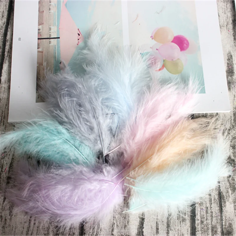 Natural Plumes 50pcs 4-6 Inches 10-15cm Turkey Marabou Feather Plume Fluffy Wedding Dress DIY Jewelry Decor Accessories Feathers