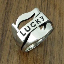 Punk 316L Stainless Steel Silver Color Black Biker 7 Seven Lucky Ring Men's Motorcycle Club Ring