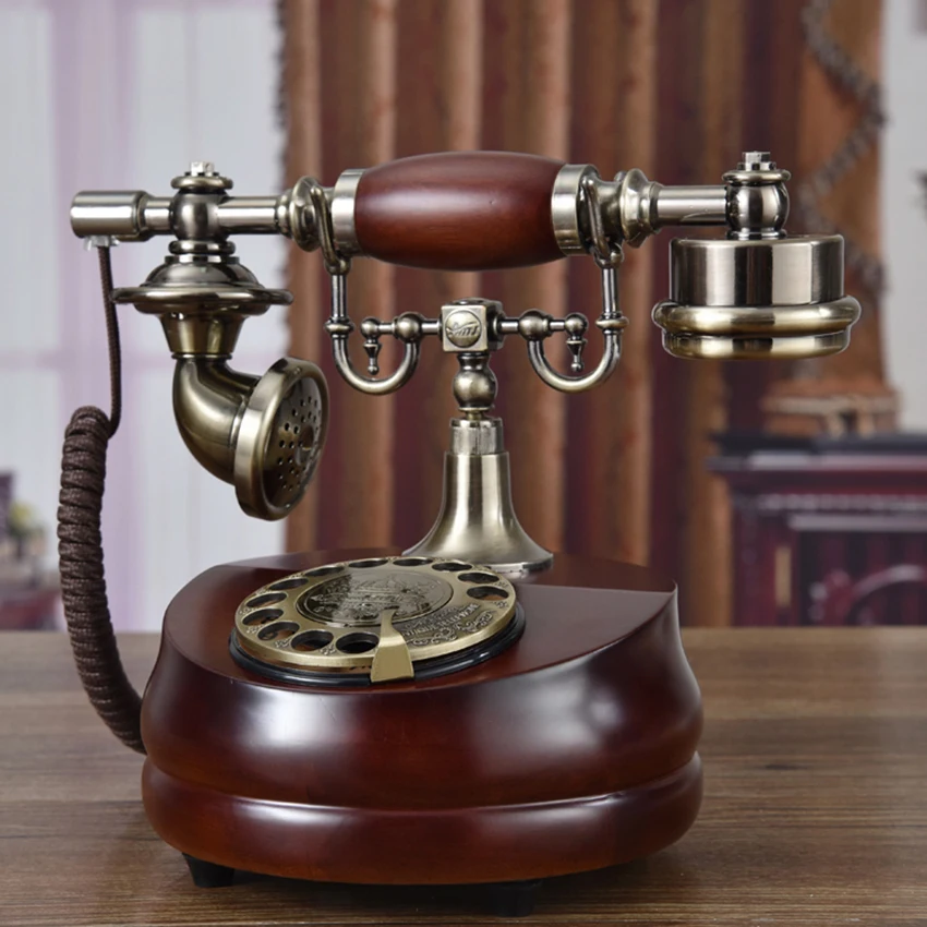 Classic Retro Corded Telephone Rotary Dial Phone Landline, Mechanical Dual Bell, Electronic Bell Old Fashioned Phone for Home