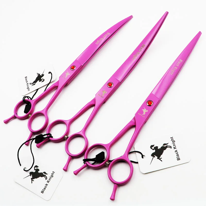 8 Inch Professional Pet Scissors for Dog Grooming Straight/Downword/Upword Curved Right Left Hand Shears Japan 440C Pink Style