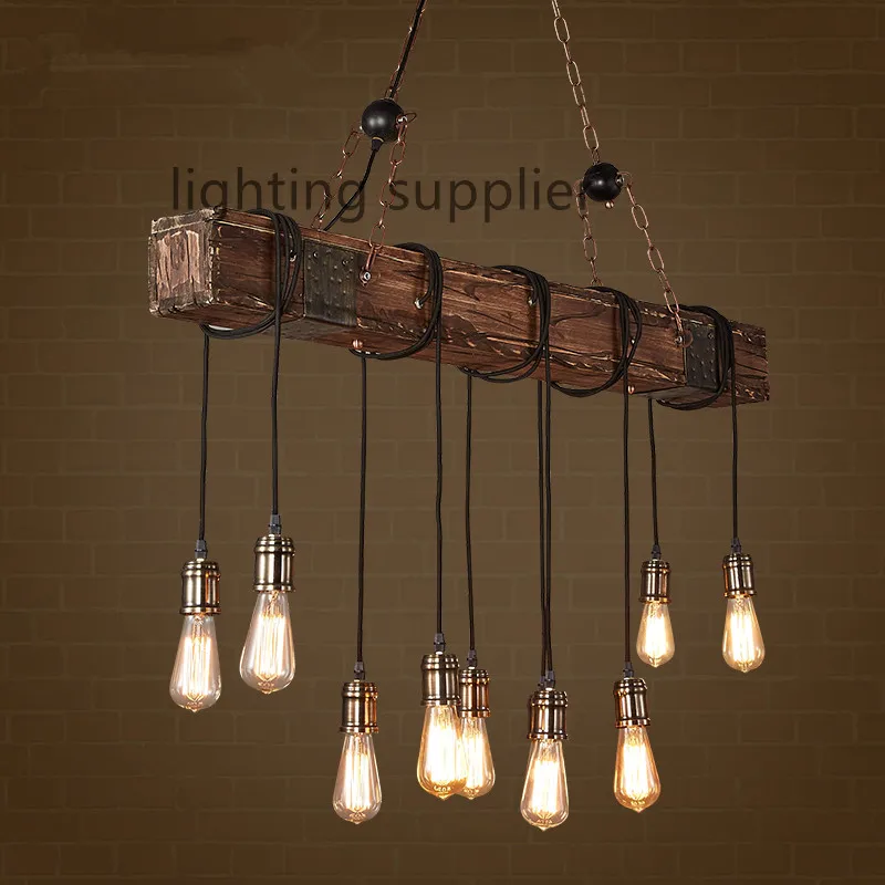 

Loft Style Creative Wooden Droplight Edison Vintage Pendant Light Fixtures For Dining Room Hanging Lamp Indoor Lighting