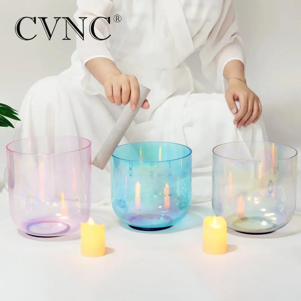 CVNC 6 Inch C Note Root Chakra Alchemy Cosmic Light Clear Chakra Crystal Singing Bowl for Sound Healing and Therapy with Mallet