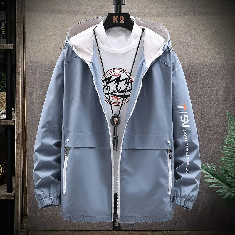 Men's Designer Jackets Couples Wear Good Quality Light and Thin Natural Color Hoodies Print Applique Panelled Blue 3 Colors