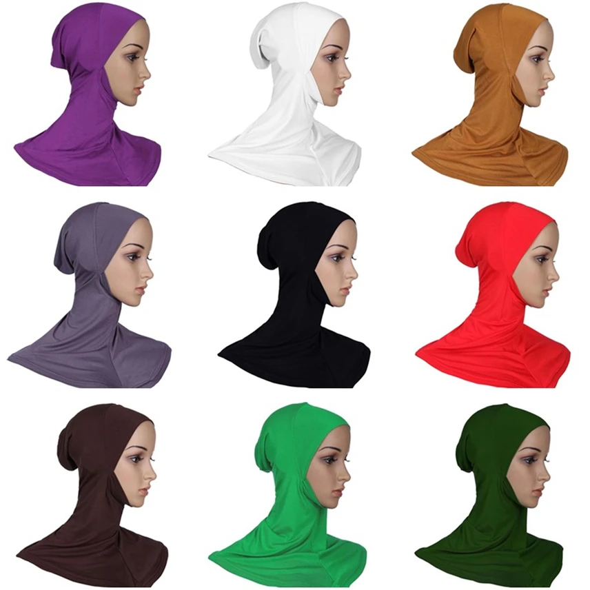 Qualità del commercio all'ingrosso 30 Colori Turbante Hijab Caps Regolabile Modale Cofano Musulmano Foulard Femme Musulman Istante