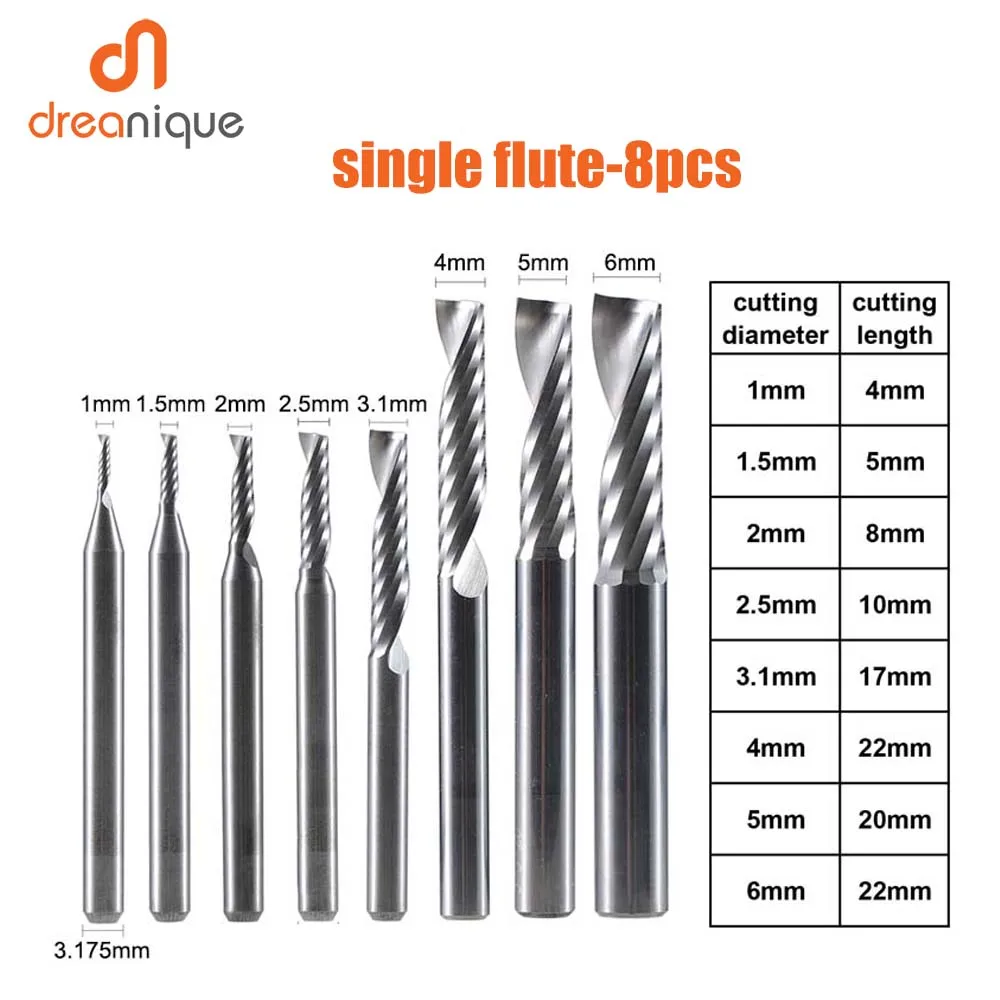 

CNC Solid Carbide engraving bits milling cutter woodwork set 3.175mm 4mm 5mm 6mm shank router bits for carving wood tools