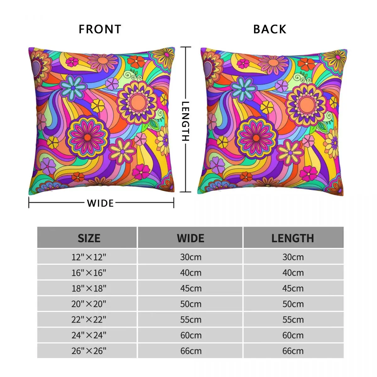 Groovy Swirls Psychedelic Flower Power Square Pillowcase Polyester Linen Velvet Creative Decor Pillow Case Home Cushion Cover