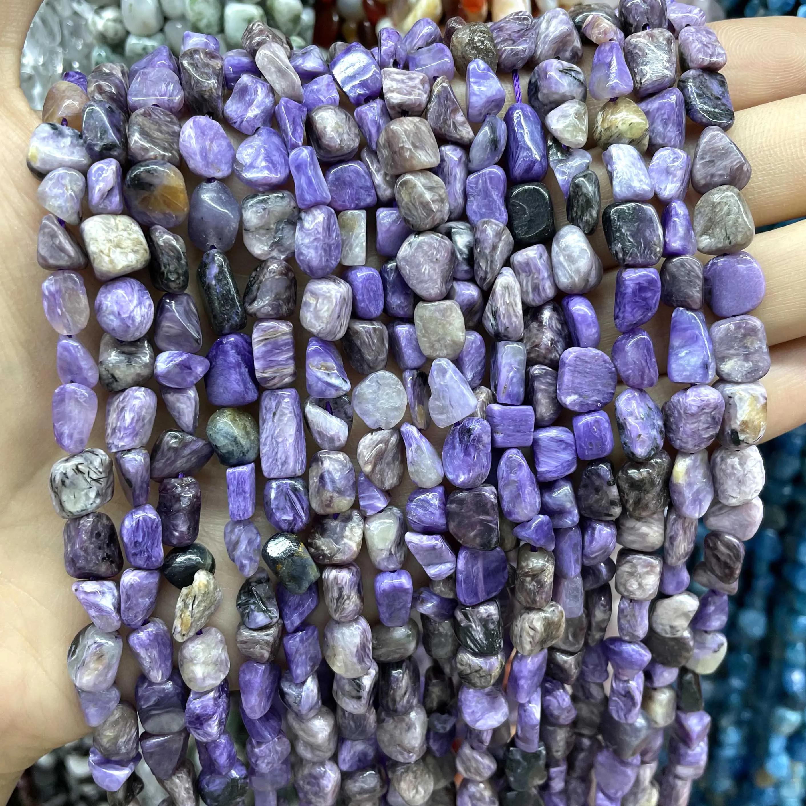 5-12mm Irregular Natural Genuine Charoite Purple Loose Spacer Beads For DIY Jewelry Making Bracelet Necklace Accessories 15\'\'