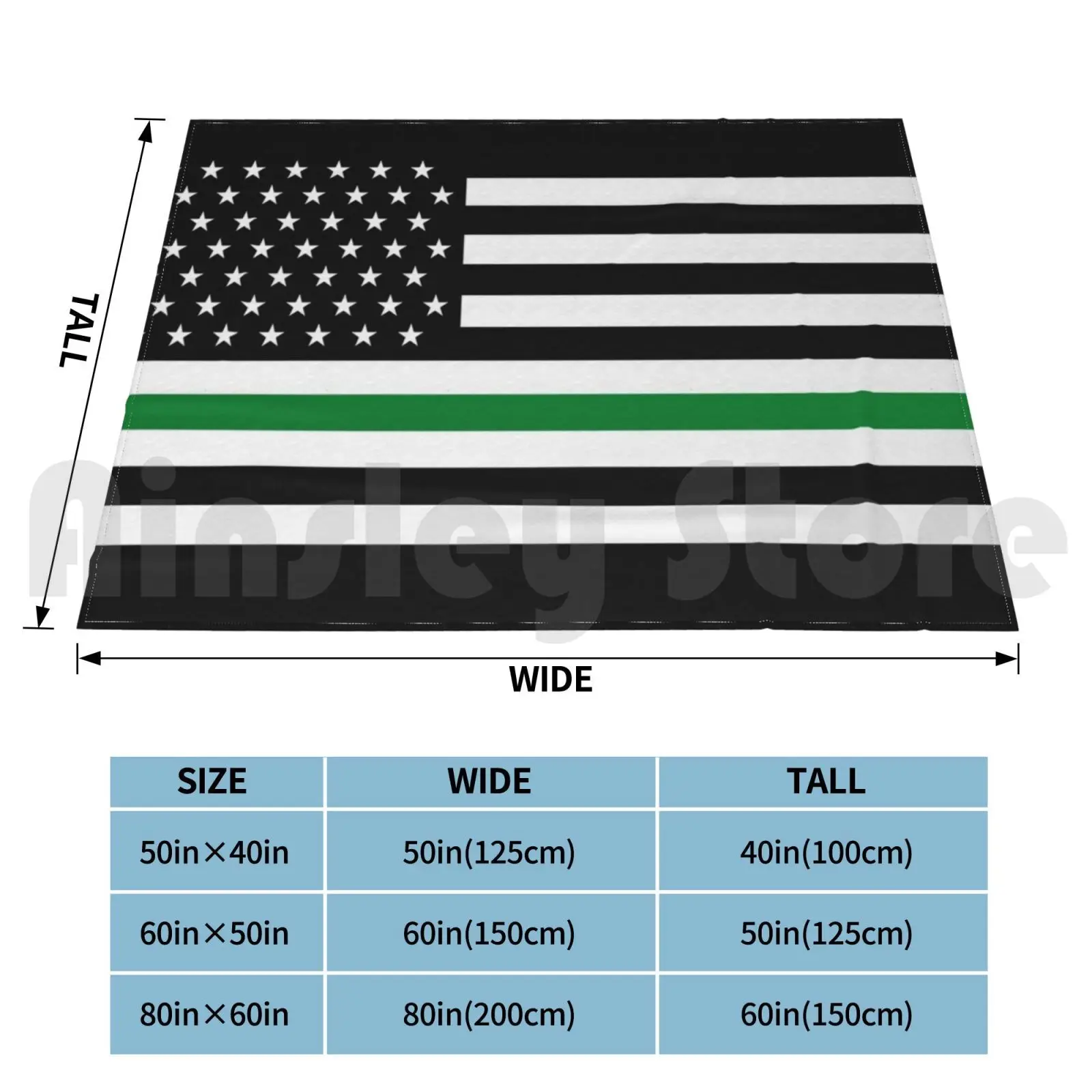 Usa Thin Green Line / Military Service Flag Blanket Super Soft Warm Light Thin Usa Military Patriot Patriotic Murica