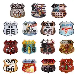 US Route 66 Irregular Shield Metal Tin Sign Vintage Bar Motor Club Cafe Garage Pin Up Signs Wall Craft Decor Retro Metal Plaques