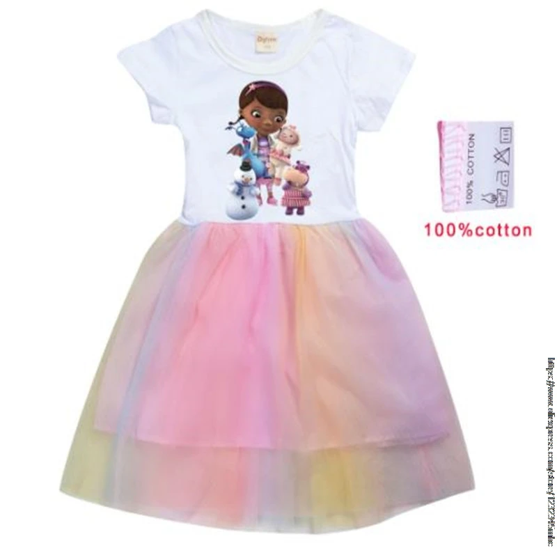 Girls Summer Dress Kids Wedding Party Princess Dresses Children Cartoon Doc McStuffins Clothes Girls Vestido