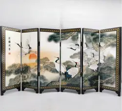 Beautiful longevity pine tree crane lacquerware screen desktop Furnishing articles crafts