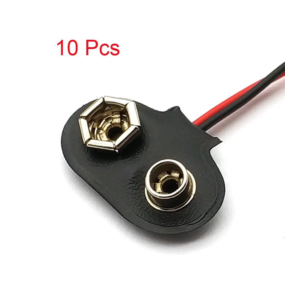 Bộ 10 Pin 9V Nút Giá Đỡ 15Cm Đen Đỏ Cáp Kết Nối Pin 9V Kẹp Cổng Kết Nối Khóa