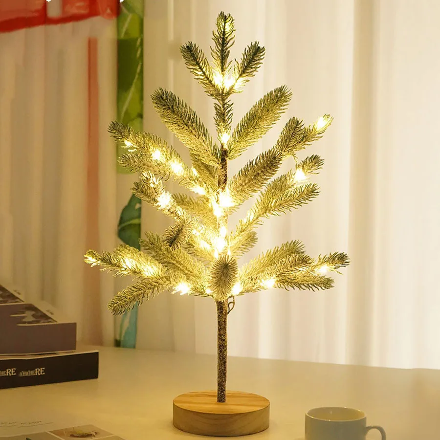 ตกแต่งไฟ LED แบตเตอรี่ดำเนินการ PineTree DIY ประดิษฐ์ต้นไม้ไฟโต๊ะ Bonsai สำหรับคริสต์มาสวาเลนไทน์