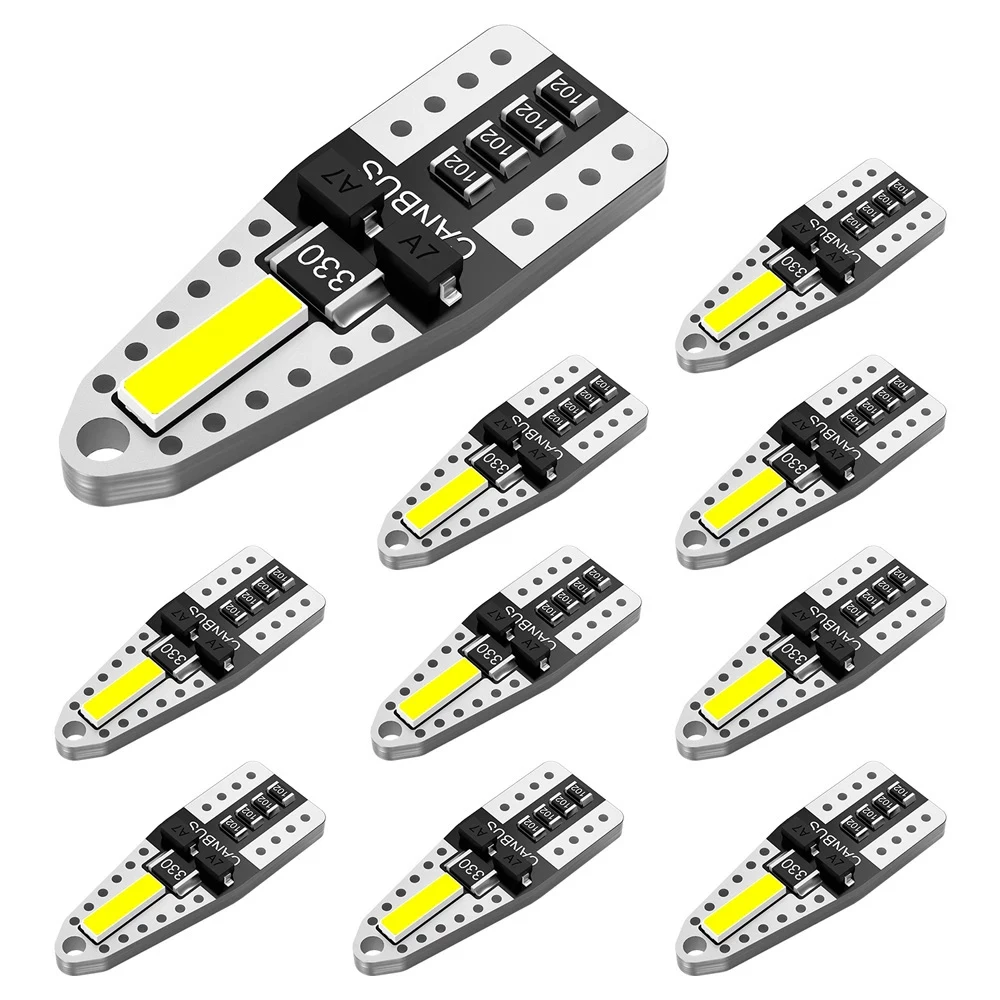 

10x Новая светодиодный ная лампа T10 W5W, светодиодная сигнальная лампа Canbus 12 в 6000K, автомобильная клиновая лампа заднего хода 7020 2SMD, автомобильные аксессуары