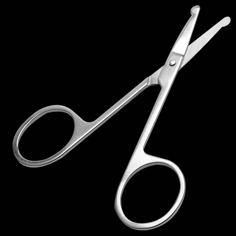 100% New 1pc 3.5" Stainless Steel Mini Portable Curved Mustache Nose Ear Hair Remover Scissor Trimmer Safety Tips