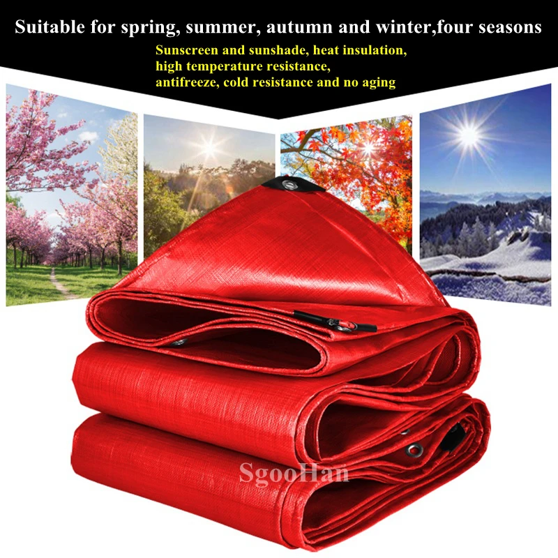 

Red PE Rainproof Cloth Tarpaulin Outdoor Awning Sun Shade Sail Camping Boat Truck Canopy Ground Sheet Pet House Waterproof Cloth