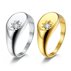 Titanium Steel Ring Fashio CZ Zircon Star Finger Ring For Women Men Party Minimalist Jewelry Accessories Gift