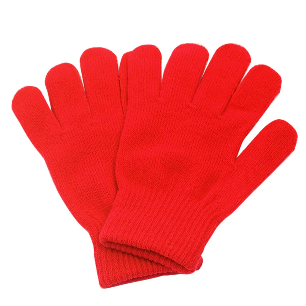 Children Boys Warm Gloves Kids  Stretch Full Fingers Knitted acrylic Soft Mittens Unisex Elastic wrist Gloves for Boys Girls