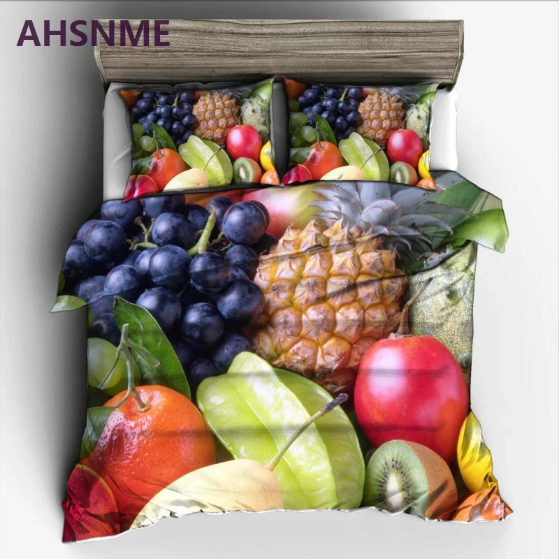 

AHSNME grapes banana pineapple fruit Bedding Set High-definition Print Quilt Cover for US AU EU Size market jogo de cama