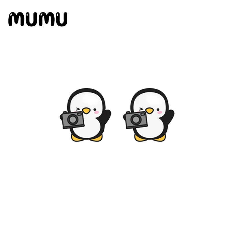 2020 New Lovely Penguin Stud Earring Penguins Hug Acrylic Earring Funny Handmade Earrings Epoxy Printed Jewelry Gril