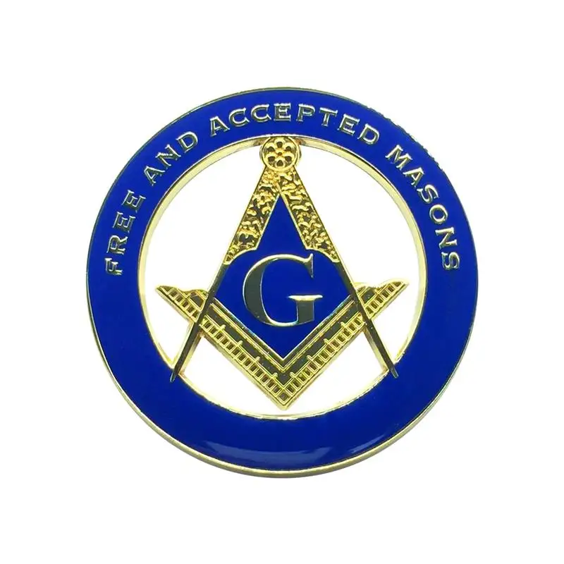 

Free And Accepted Masonic Car Emblem Gold Plating Blue Mason Auto Truck Motorcycle Decal Sticker Badge