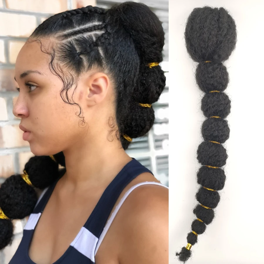 Afro Puff Curly Hairpiece Ponytail Hair Extension Synthetic Marley Braids False Pigtail for Black Women Drawstring Chignon Tail