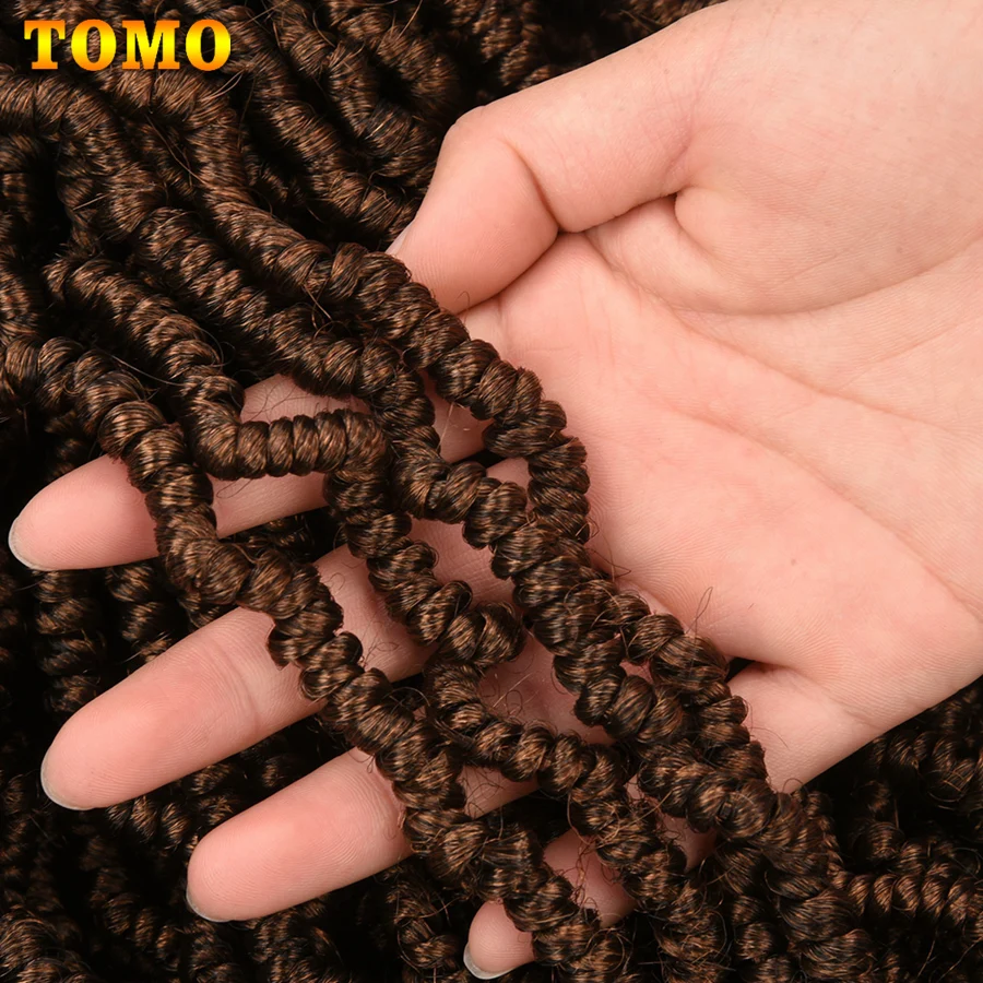 TOMO Crochet Spring Twist Hair 14 inch Pretwisted Fluffy Synthetic Pre looped Passion Twist Crochet Braids 24/16 Root