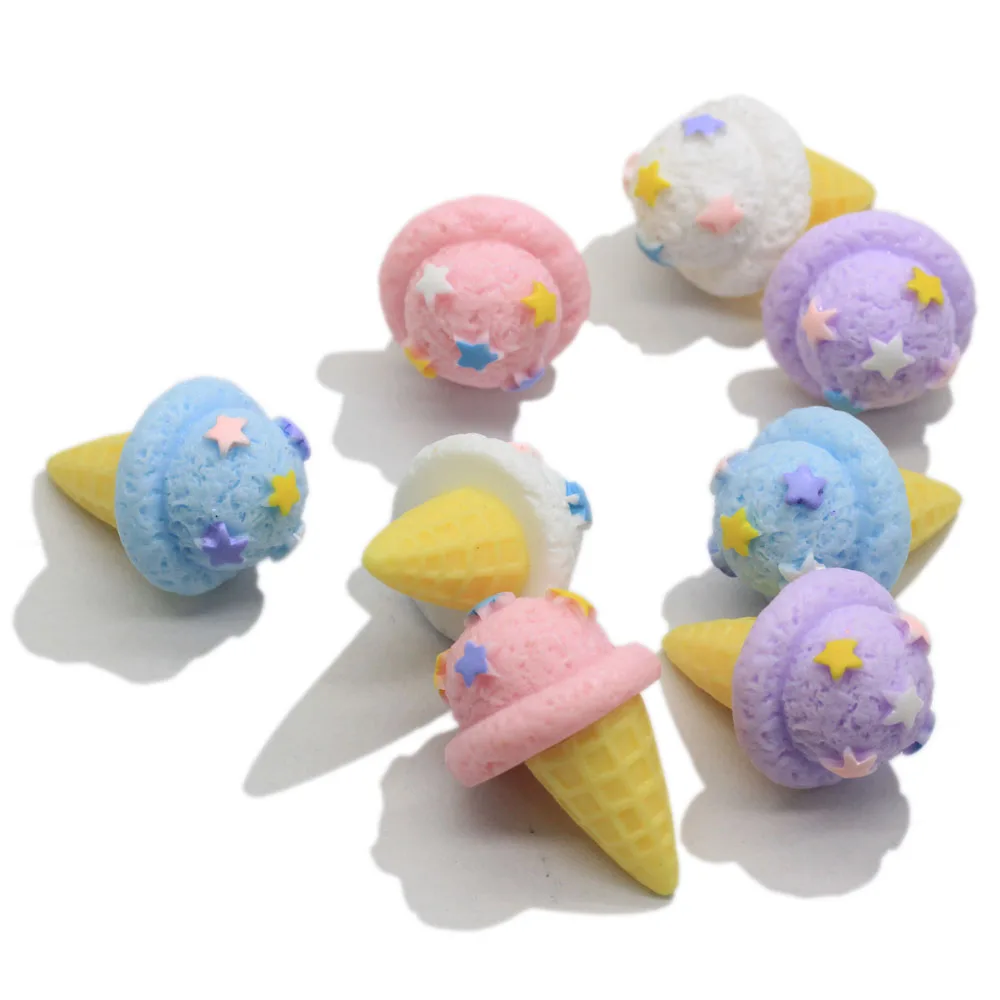 Popular 3D Kawaii Cute Food Resin Cabochons Sweet Ice Cream Cone Embelishment Craft For Jewelry Making Supplier