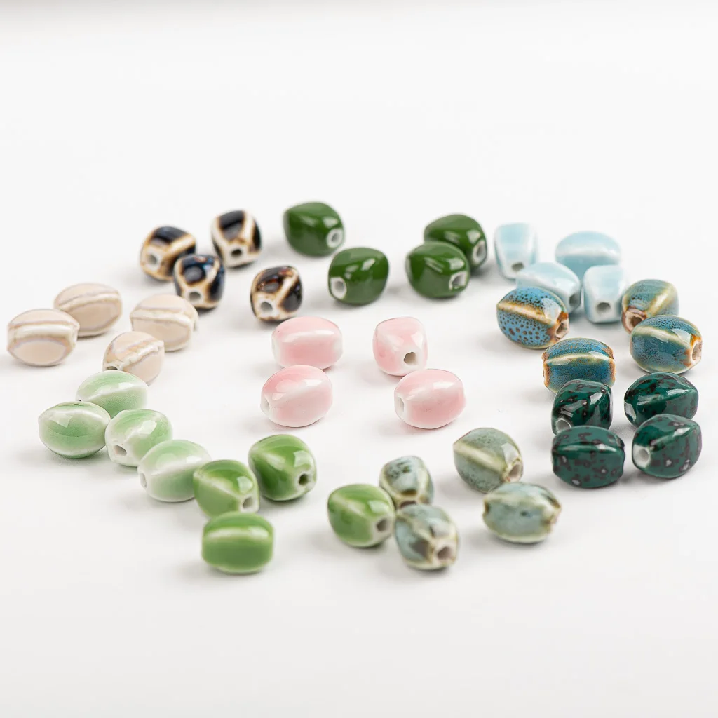 13# 20pcs Candy Colors Special Ceramic DIY Beads Unique Shape Scattered Beads Colorfull glaze bead 13X10mm #MY323