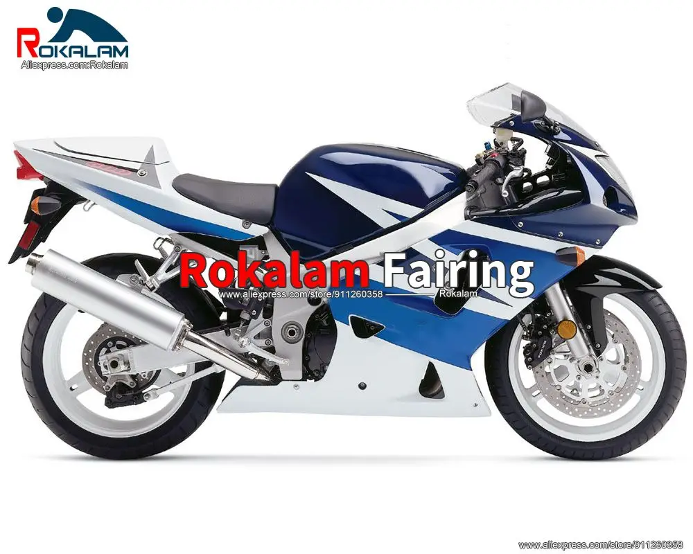 

Корпуса для Suzuki GSXR600 GSXR750 K1 2001 2002 2003 GSXR600/750 01 03, белые, синие обтекатели для мотоциклов (литье под давлением)