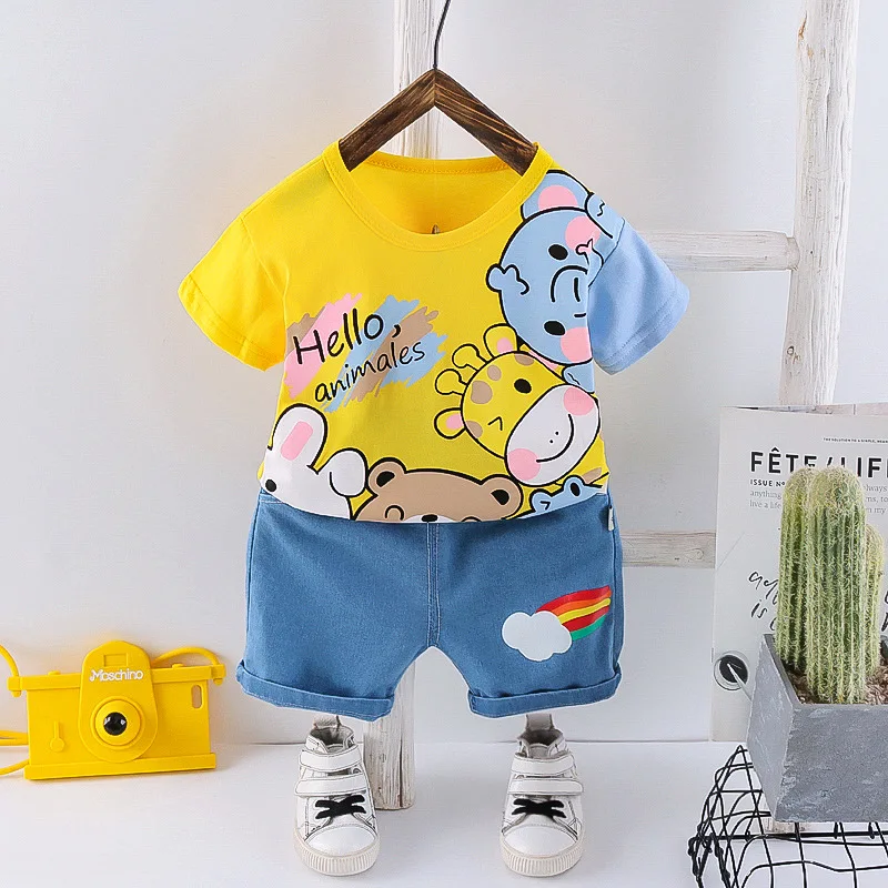 New Summer Baby Girl Clothes Suit Children Boys Cartoon T-Shirt Shorts 2Pcs/Sets Toddler Sports Costume Outfits Kids Tracksuits