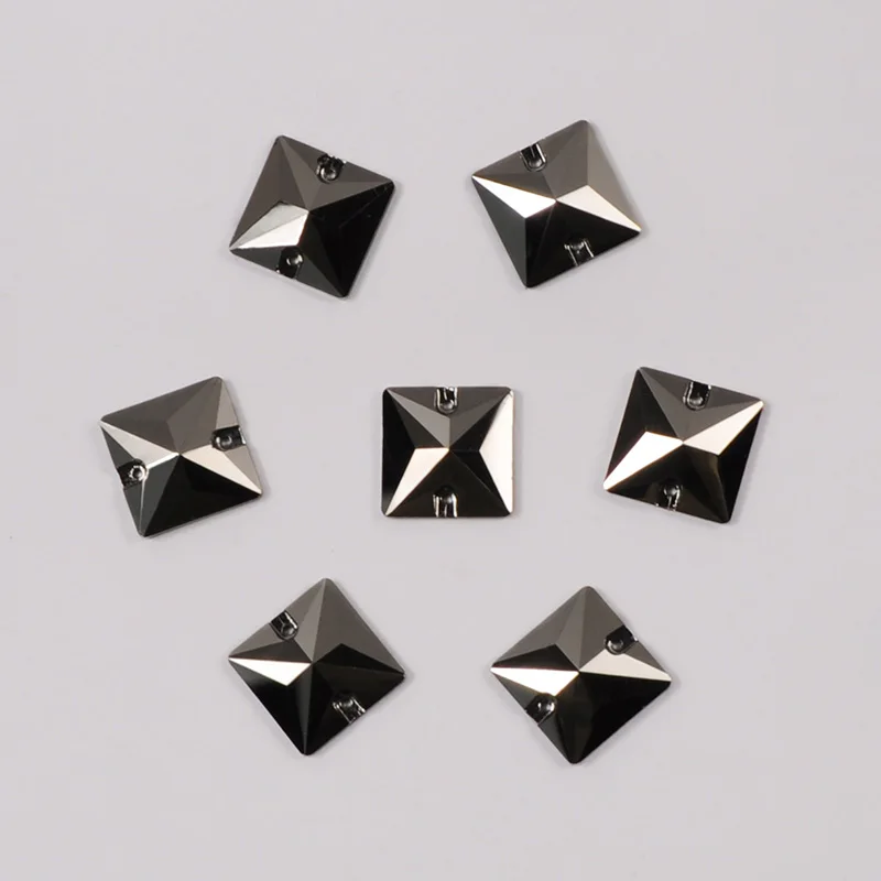 YANRUO 3240 Square Jet Hematite Glass Rhinestone Sewn Stones For Sewing Clothes DIY Needlework Gymnastic Ritmic Art Crafts