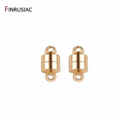Cierre magnético de moda coreana chapado en oro Real de 14k, pulsera de cuentas DIY, collar, accesorios de joyería, hebilla de bola magnética