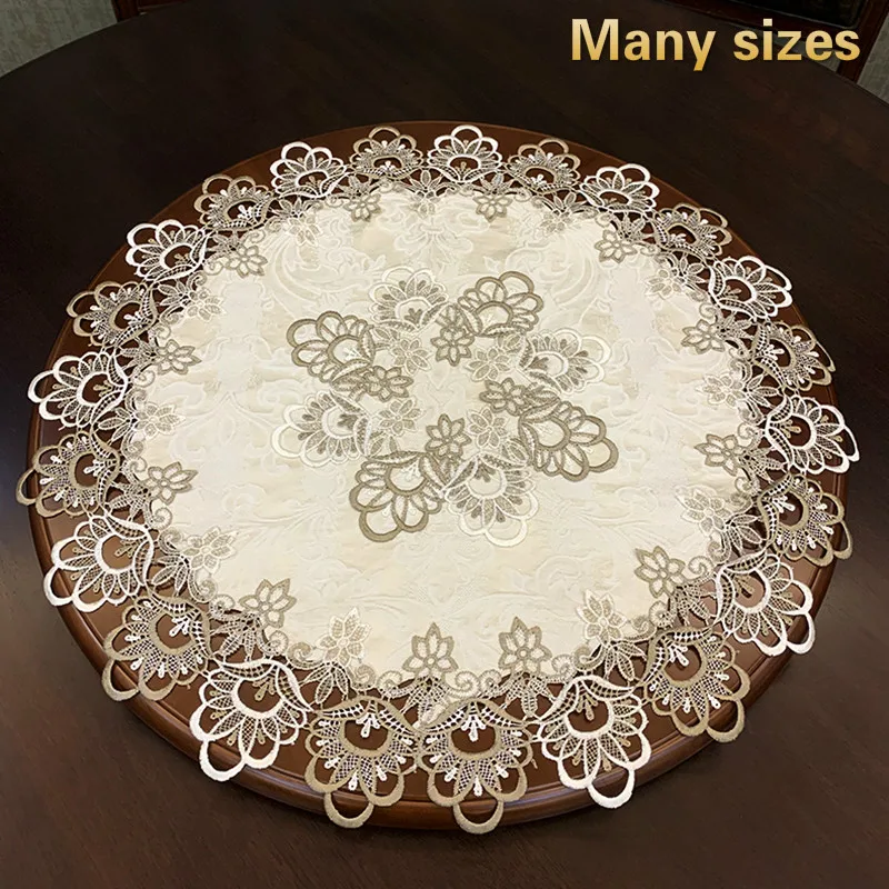 

British Modern Fabric Lace Trim Banquet Party Big Tablecloth Bedroom Balcony Small Round Table Cloth Tapete Christmas Decoration