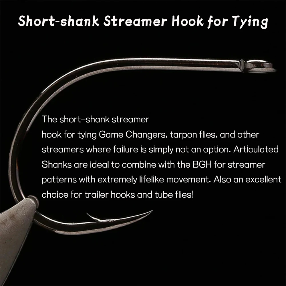 30pcs Carbon Steel Fishing Hooks 1X Short-shank Streamer Hook Fly Tying Fishing Hook For Game Changer Trailer and Tube Flies - view 6