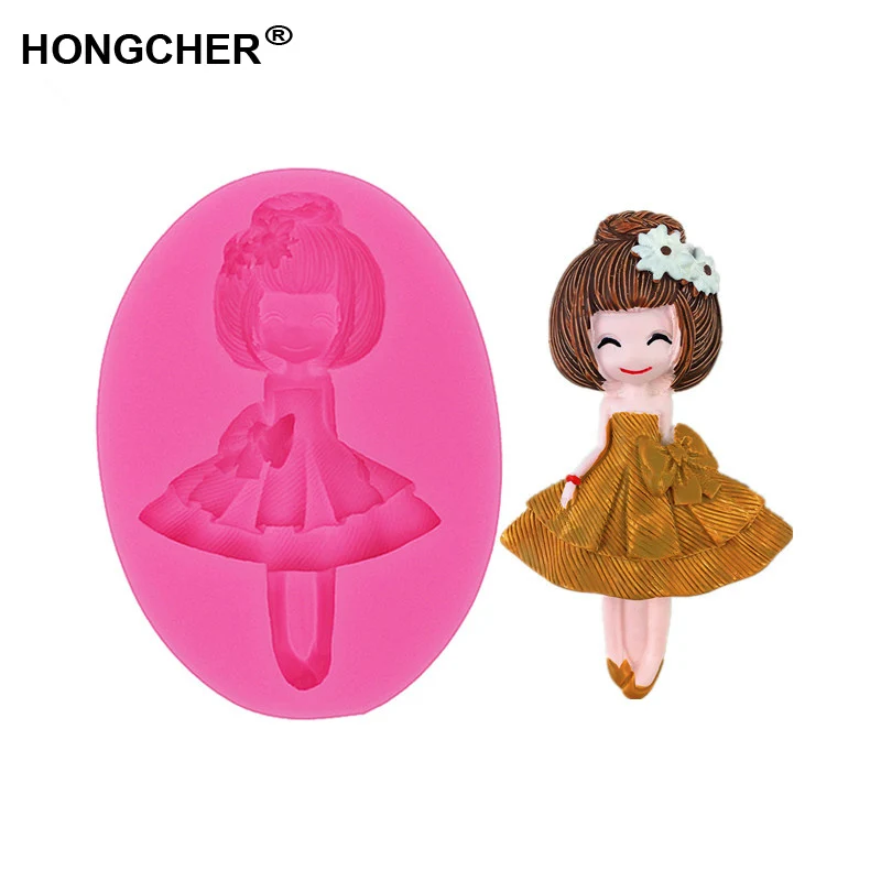 Ballerina girl princess dress cake silicone mould DIY handmade chocolate fudge mold kitchen baking cooking tool epoxy clay molds