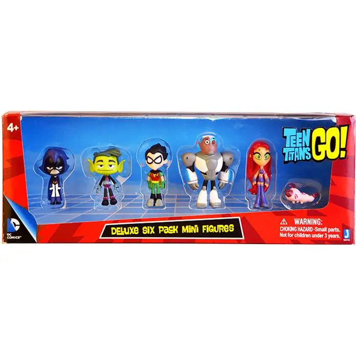 

6PCS DC Comics TEEN Titans GO! JAZWARES Action Figure 2'' robin deluxe six pack mini figures