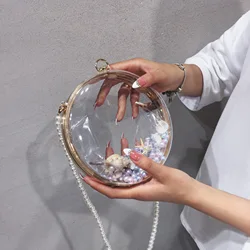 Transparent Clear Pvc Small Round Bag Mini Women Handbags And Purse Designer Chain Shoulder Messenger Bag Wrist Bag New 2020