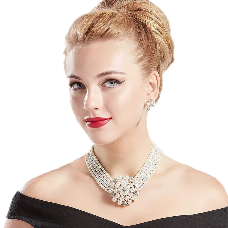 1950s Costume Jewelry Accessory Set Pearl Necklace Earring Glove Cigarette Holder Audrey Hepburn Breakfast at Tiffanys