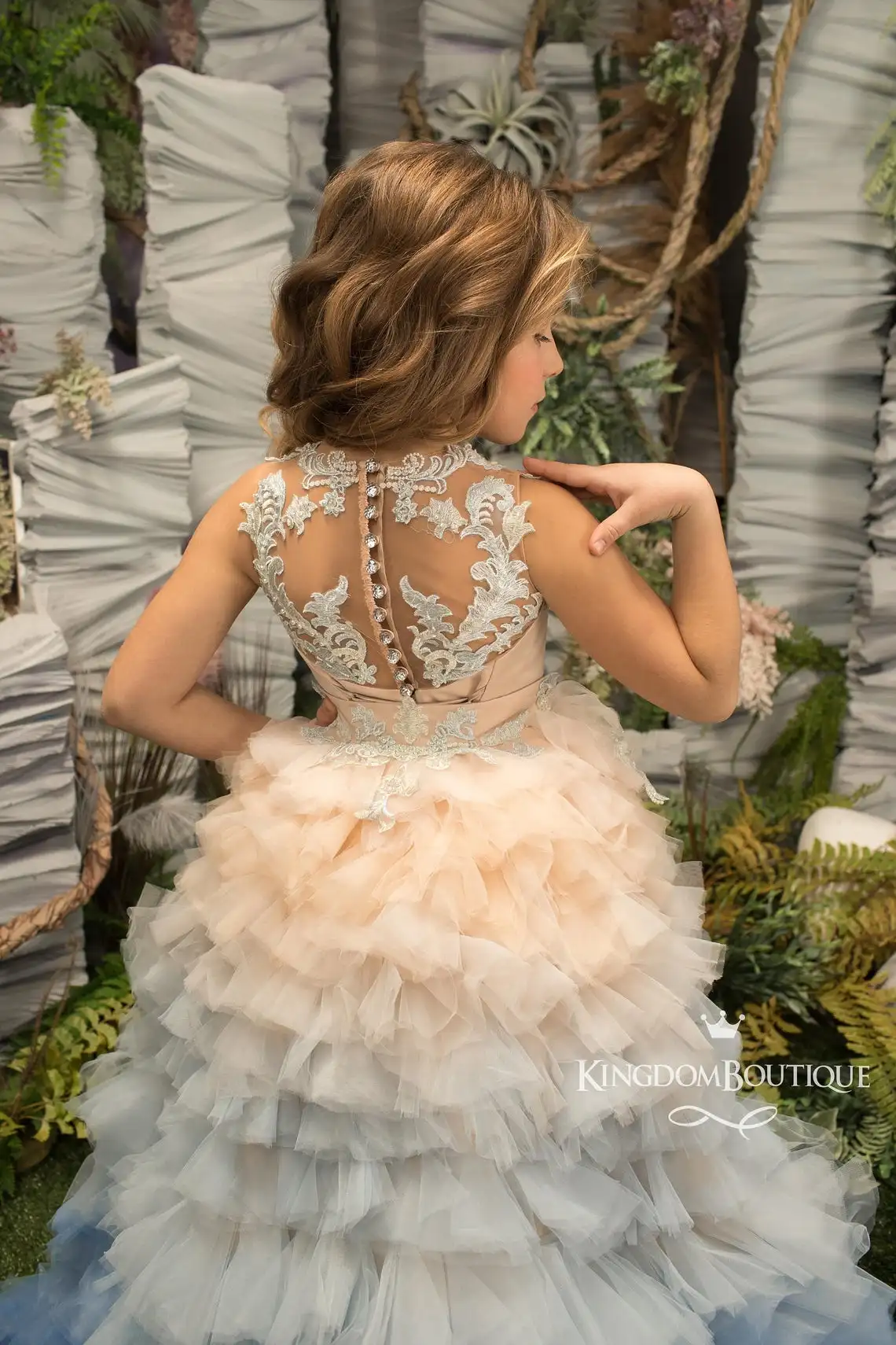 Robes de demoiselle d'honneur hautes et basses colorées pour filles, jupe amovible avec poignées, robe de reconstitution historique pour tout-petits, vêtements de cérémonie pour enfants, Rh