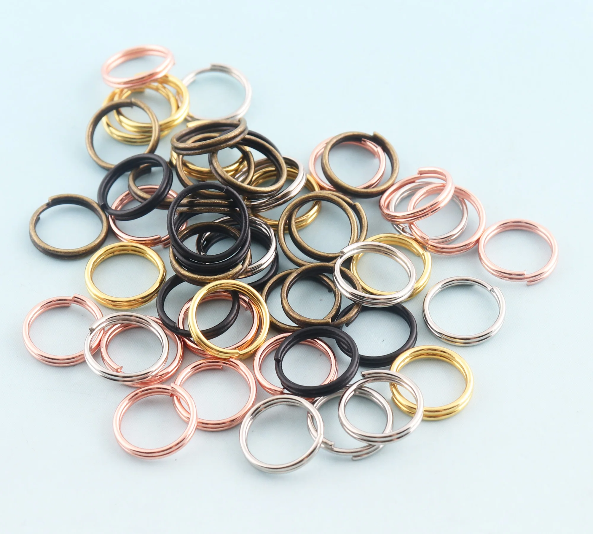 100pcs Split rings 8mm/10mm Rose gold Keyrings Jump Rings Metal Key Fob Ring Key Chain for Jewelry Finding Making Accessories