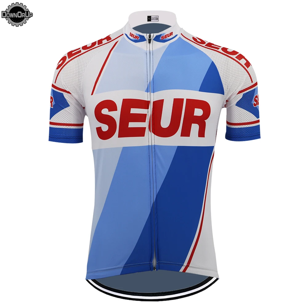 Retro Cycling jersey blue short sleeve classic cycling clothing  triathlon bike jersey bicycle clothes maillot ciclismo mtb