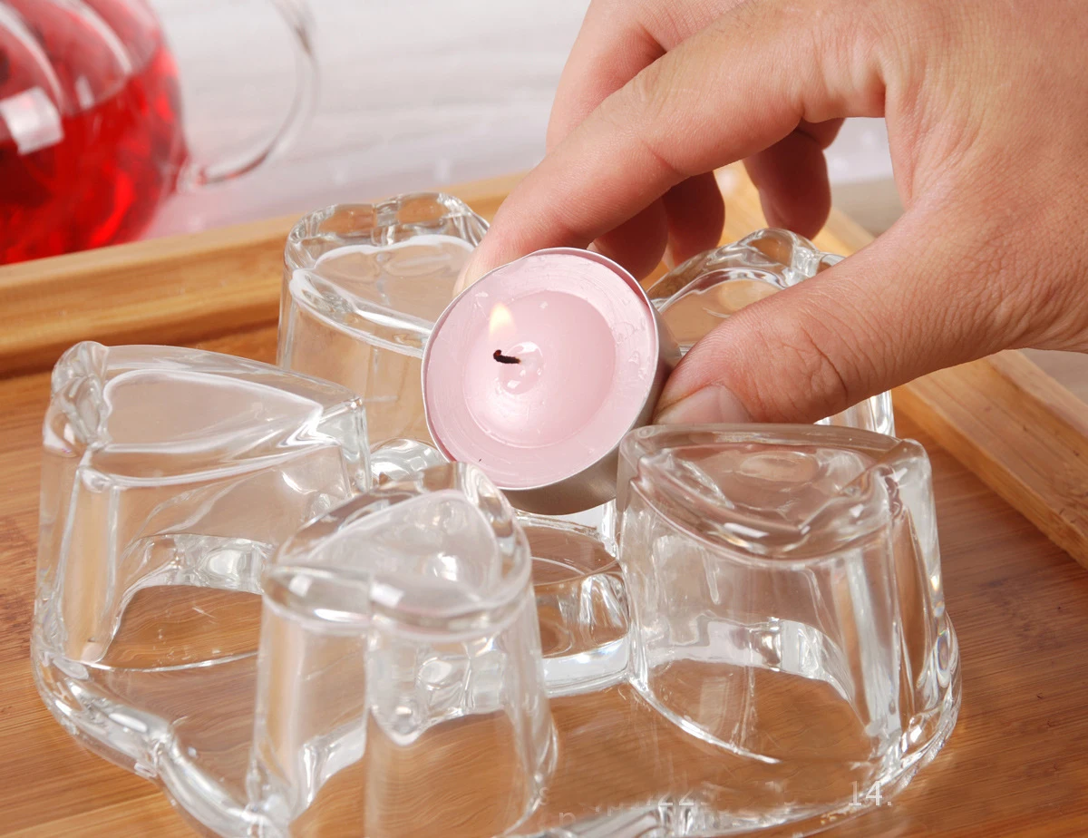 800ML Borosilicate Heat-resistant Glass Tea Pot Set Infuser Teapot Warmer With Strainer Flowers 6 Double Wall Teaware Home Gift