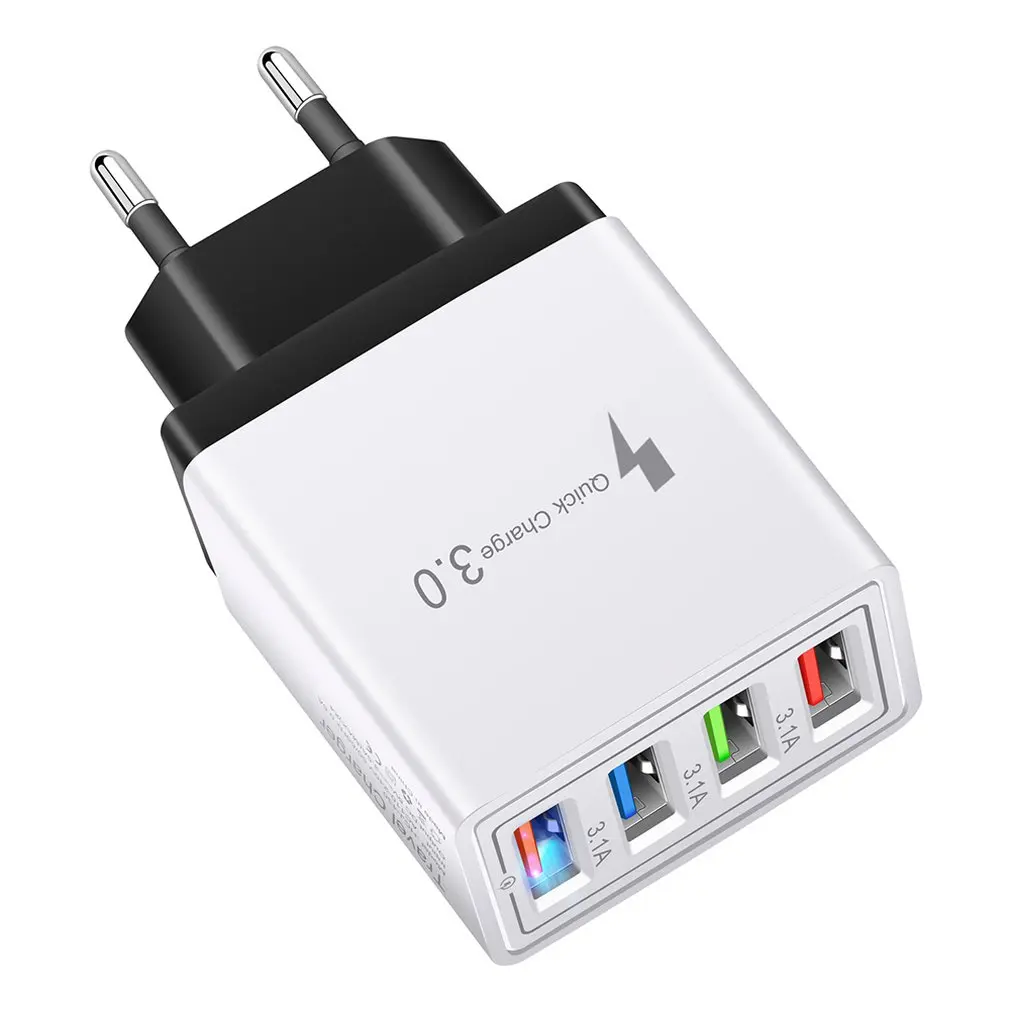 USB ชาร์จโทรศัพท์มือถือโทรศัพท์4 USB Port สีสัน Travel ชาร์จหัวชาร์จ